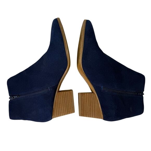 ALDO Women’s Blue Suede Ankle Booties Block Heel Side Zip Boot Size 8.5 - Picture 4 of 9